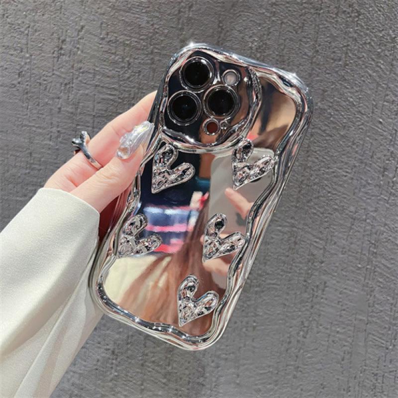 Электроplated Чехол для телефона с кремовым узором в форме сердца для iPhone 17 Pro Max/15/14/11