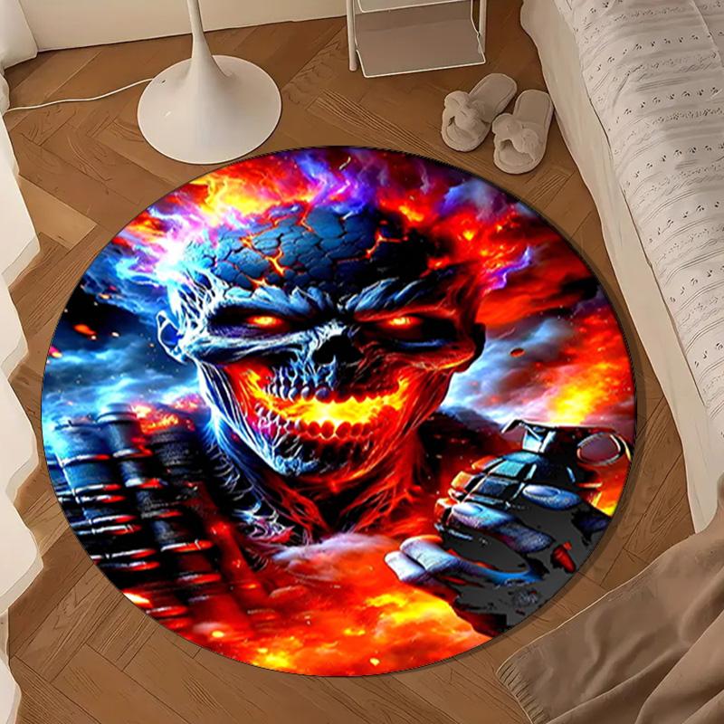 Eerie Frozen Phantom Round Rug for Livingroom,Bedroom, Palyroom, Chair Rug, Area rug, Circle Carpet, Large Size Decor Fan Christmas gift