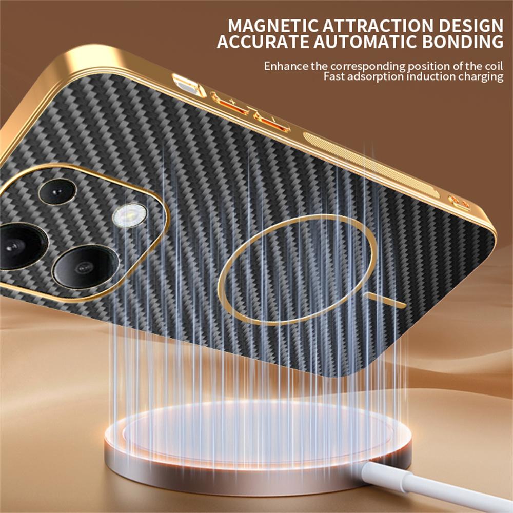 For Xiaomi Redmi Note 13 4G Phone Case Carbon Fiber Textured Electroplated TPU Back Cover