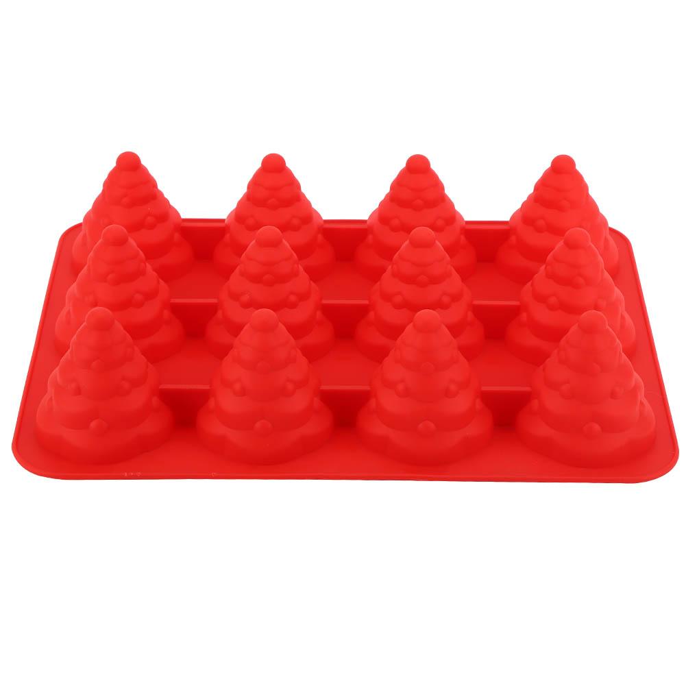 12 Hole Christmas Tree Silicone Mold Cake Mould for Mousse Chocolate Muffin Baking Tool