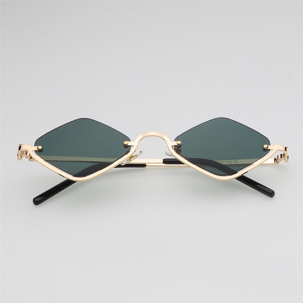 Женские солнцезащитные очки в форме ромба с защитой UV400, металлические, хип-хоп, полуободковые, узкие, маленькие, для женщин и мужчин