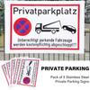 5Pcs Stainless Steel Private Parking Signs Heavy Duty Metal Warning Signs UV Protected and Weatherproof Outdoor Use