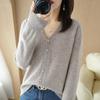 Женские кардиганы, осенне-зимний однобортный трикотаж, вязаный кардиган с длинным рукавом и v-образным вырезом, корейский модный весенний повседневный свитер