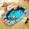 Коврик для пруда с кои для ванной комнаты - 3D эффект воды, декор для пола, вдохновленные дзен-садом домашние аксессуары, противоскользящий ковер