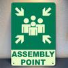 Tin Sign Assembly Point Safety Emergency Exit Symbols Green Retro Metal Wall Plaque Industrial Warning Decor for Garage Wareho