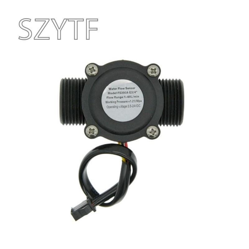 Water Flow Sensor Counter Meter FS300A 1-60L/min G3/4 DC 5-24V