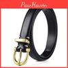 Solid Color Gold Buckle Decoration Women Casual Slim Waist Belt For Stylish Daily Use