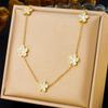 316L Stainless Steel White Flower Petal Necklace Earrings Set For Women New Fashion Gold Color Waterproof Jewelry Party Gifts