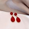 Lovely Water Drop Red Stud Drop Earrings Simple Aesthetic Delicate Earring for Women Girls Ear Jewelry Pendientes Gifts