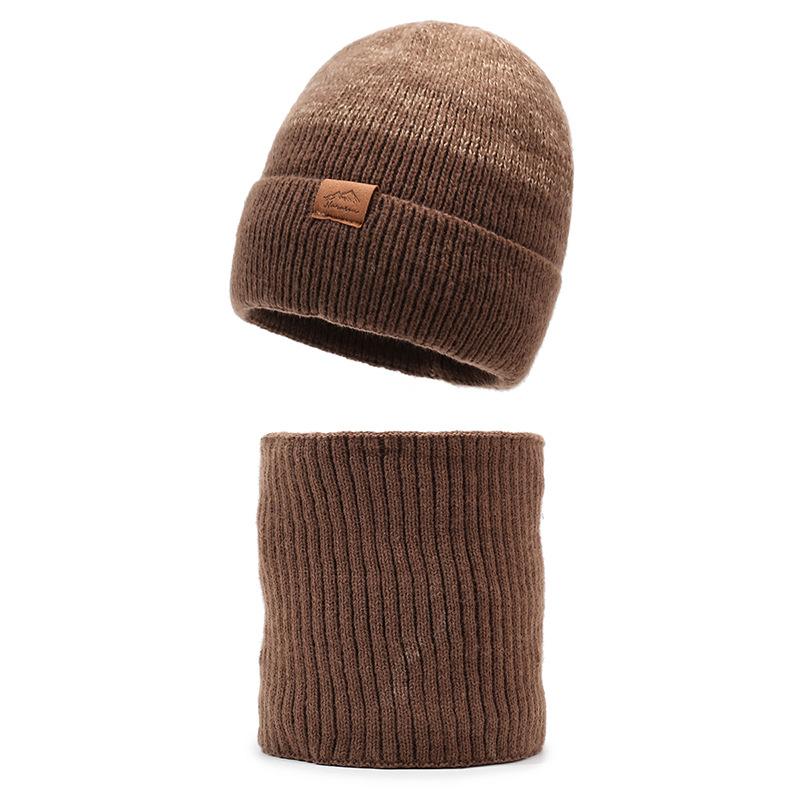 Winter Outdoor Skiing Cold-Proof Hat Scarf Set Velvet Warm Knitted Hat Riding Ear Protection Wool Hat