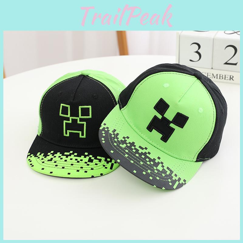 Minecraft Pattern Kids Baseball Cap With Sunshade Wide Brim For Summer Sun Protection