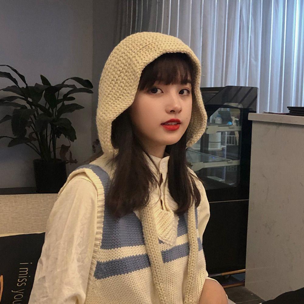 Korean Ear Protection Hat New Design Pullover Beanie Hat Fashion Y2k Knitted Hat Girls