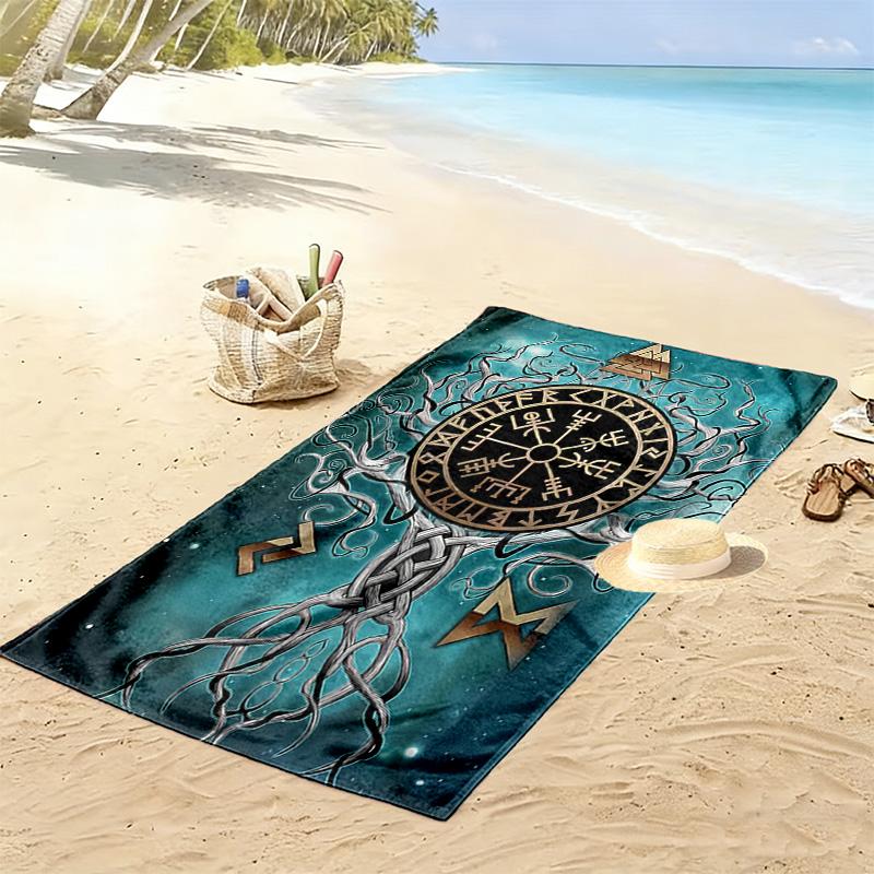 Viking Symbol Print Beach Towel, Large Soft Quick Dry Towel for Beach Camping Swimming