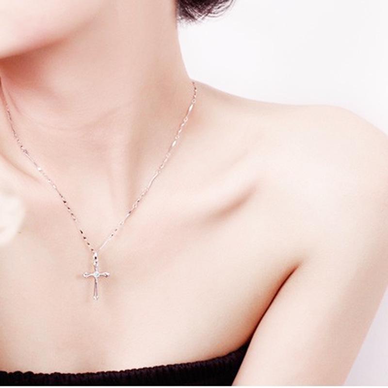 Подвеска-крест из стерлингового серебра 925 пробы с инкрустацией бриллиантами - Женские корейские модные украшения