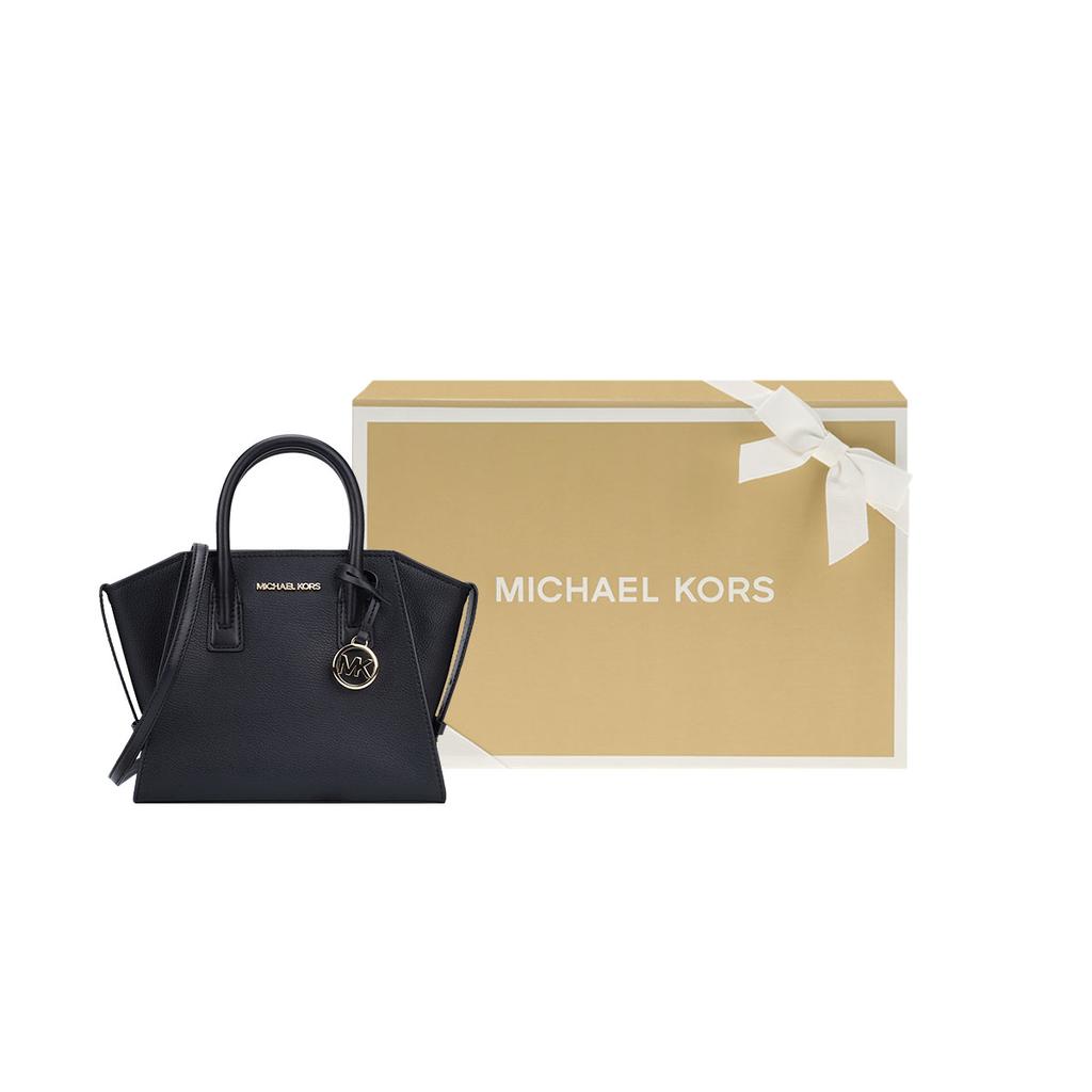Michael Kors Avril Letter Logo Solid Color Commuter Style Leather Ear Bag Tote Shoulder Crossbody Bag Small Women bags Black 35F1G4VM2L-001