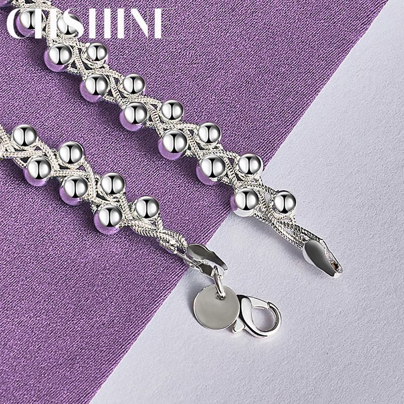 CHSHINE Fine 925 Sterling Silver Geometry Bracelet for Women Wedding Bead Chain Fashion Jewelry