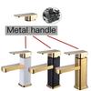 Gold Faucet Bathroom Metal Stainless Steel Handle Hot and Cold Mixer Faucet Square Faucet Beautiful Bathroom