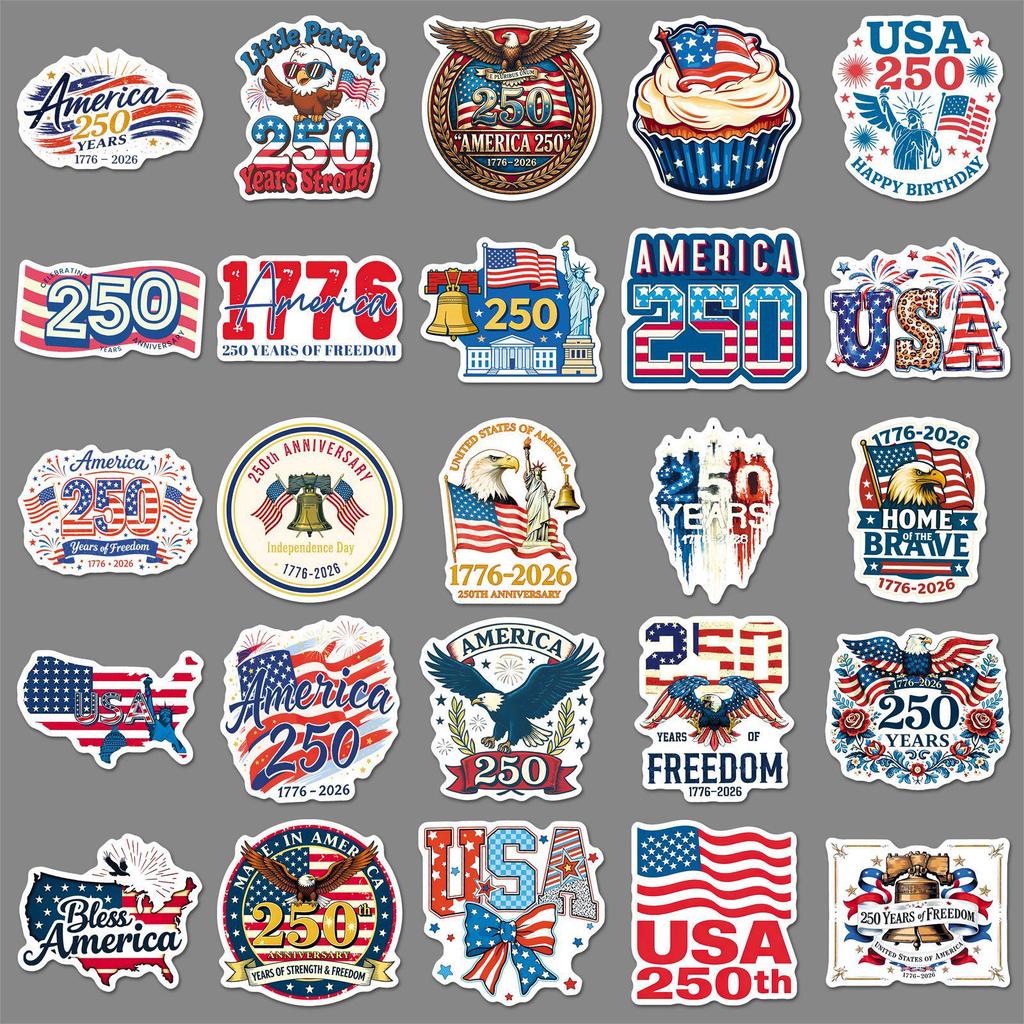 50 Водонепроницаемых Наклеек к Двухсотлетию Независимости США - для DIY, Украшения Компьютера и Багажа.
