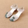 Ethnic Style Sandals Genuine Leather Thick Heel Flower Mixed Colors Women's Shoes