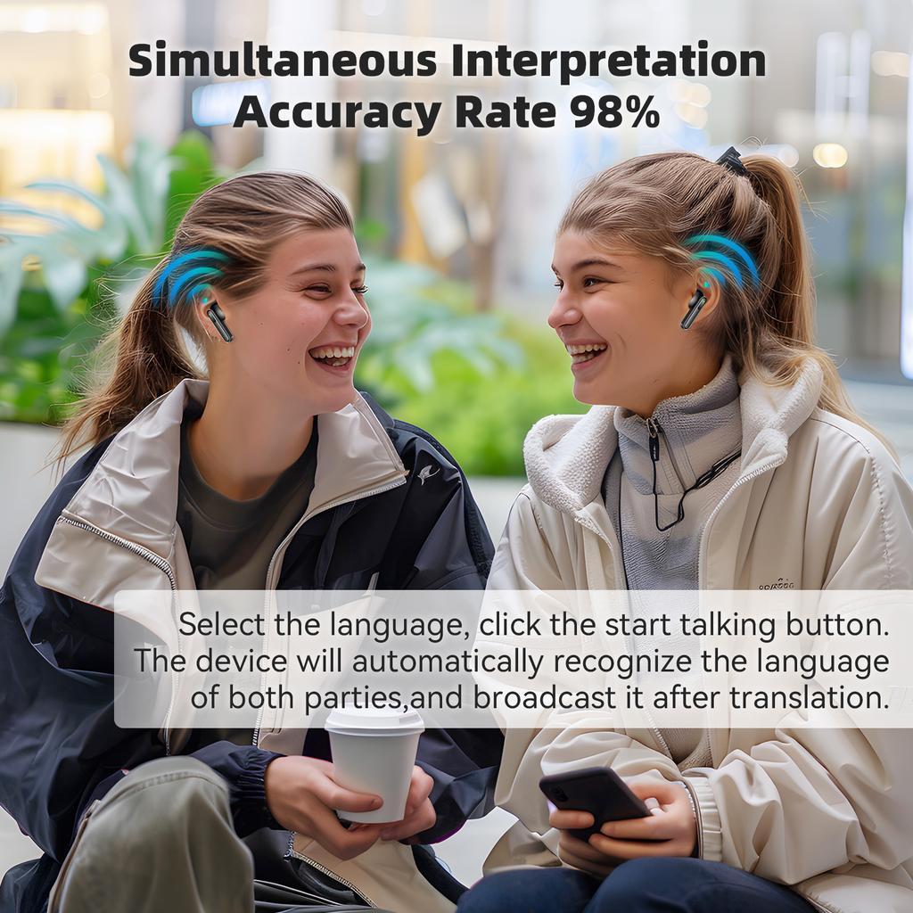 Translator Earbuds, Intelligent Instant Voice Translation Headsets In 150 Languages, Wireless Travel Headsets, Support 4 Translation Modes