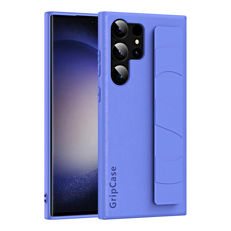 Модный ремешок для запястья, кожаный текстурный чехол для Samsung Galaxy S23 S22 Ultra Plus, цвет карамельный, противоударный, матовый, жесткий чехол из ПК