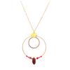 [Q2575] - Golden Red 'Boho' Steel Designer Necklace - 60 Cm - 4 Cm