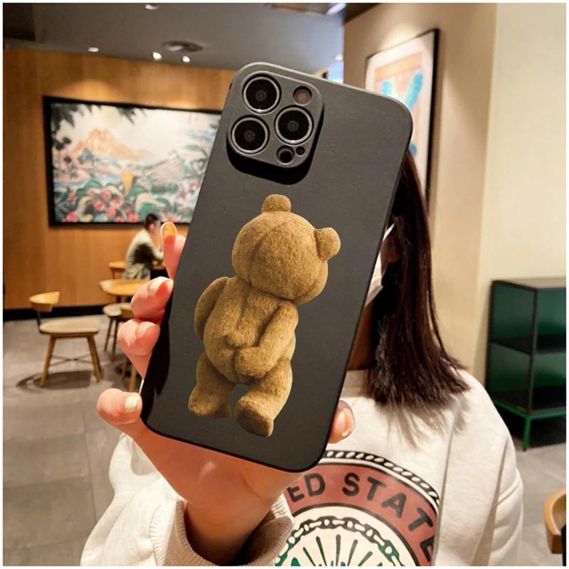 Чехол для телефона Ted Bear для iPhone 11 12 13 14 15 16 Pro Max Plus Mini 7 8 SE X XS XR Мягкий силиконовый чехол