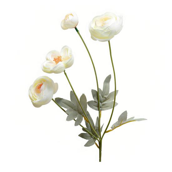 Artificial Lulian Flower Faux Silk Ranunculus Flower with Stem 4 Heads Fake Ranunculus Arrangement for Home Wedding Decoration Table Centerpiece