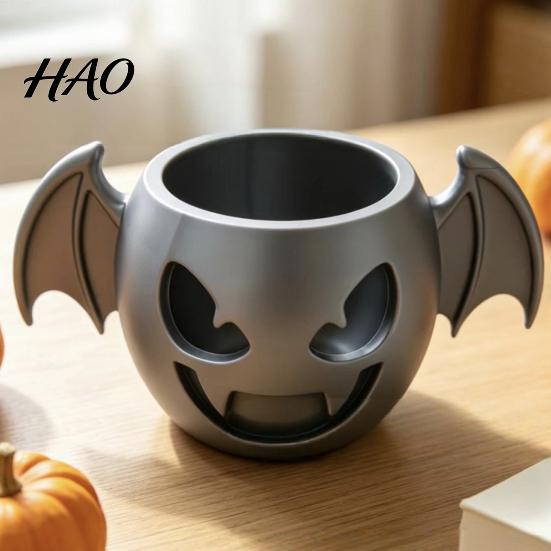 Halloween Pumpkin Succulents Pot Bat Wing Planter, 3D Printed Gothic Small Plant Creative Party Decorations Pot, Multi-Purpose Desktop Storage