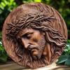 2d Flat 20*20cm, Round Vintage Wooden Decoratet, Jesus Christ Themed, for Bar, Kitchen, Cafe, Living Room, Office Decor