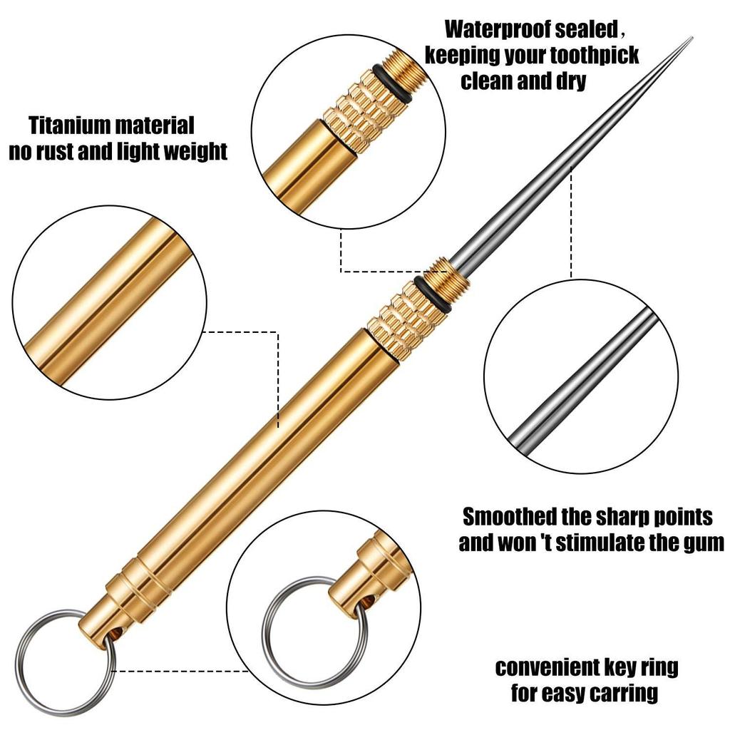 Титановая зубочистка портативный металлический карманный брелок из нержавеющей стали многоразовые зубочистки для кемпинга пикника путешествия на открытом воздухе