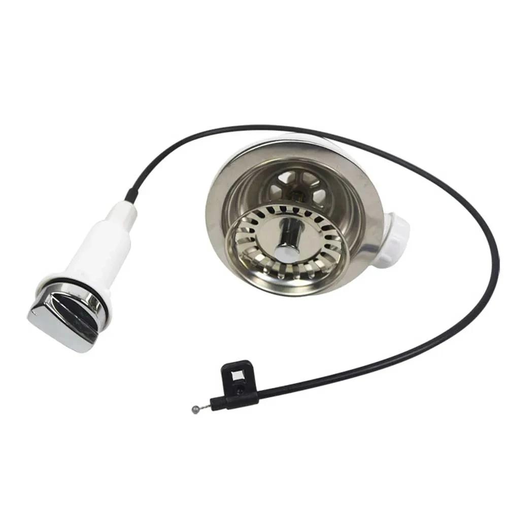 Кухонная раковина Канализационный фильтр Слив для воды Сливное отверстие для раковины Сетчатый фильтр С тросиковым управлением Раковина для мытья овощей Слив с кнопочным управлением