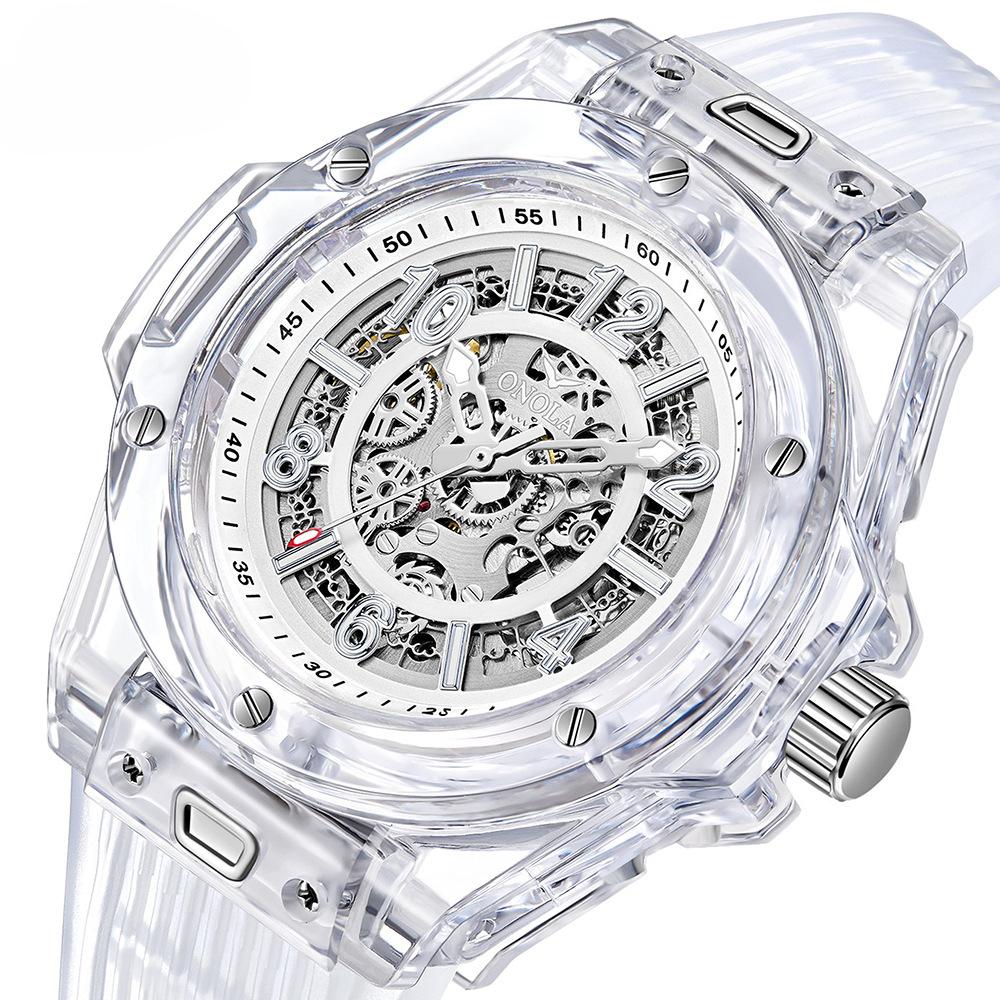 Fashion Hollow Mechanical Watch for Men Waterproof Transparent Shell Student Watch for Men