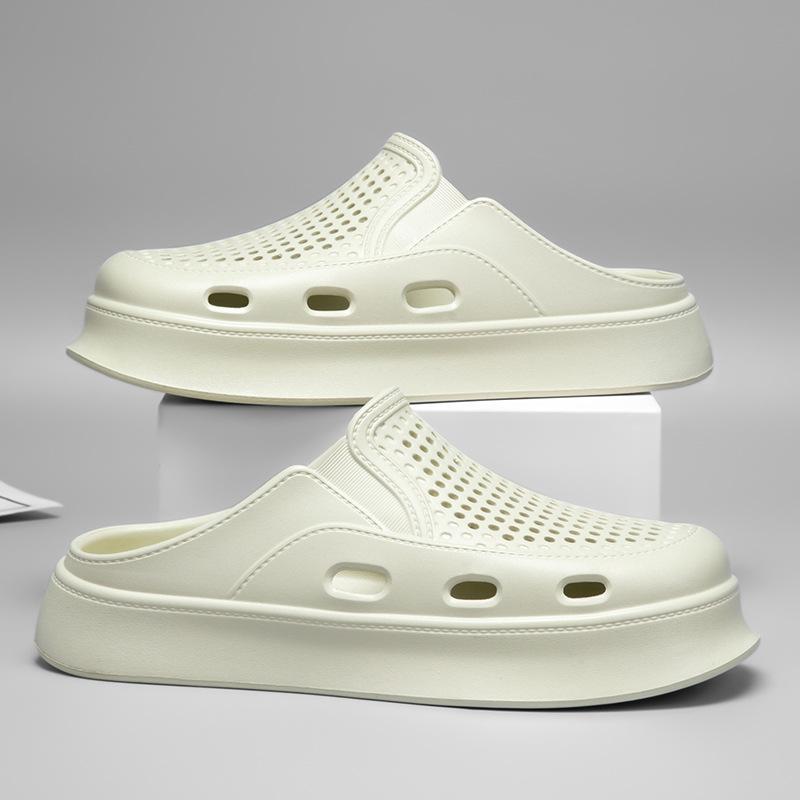 Hole Shoes Men'S Outdoor Casual Non-Slip Beach Sandals Thick-Soled Hollowed-Out Breathable Men'S Bag Head Slippers