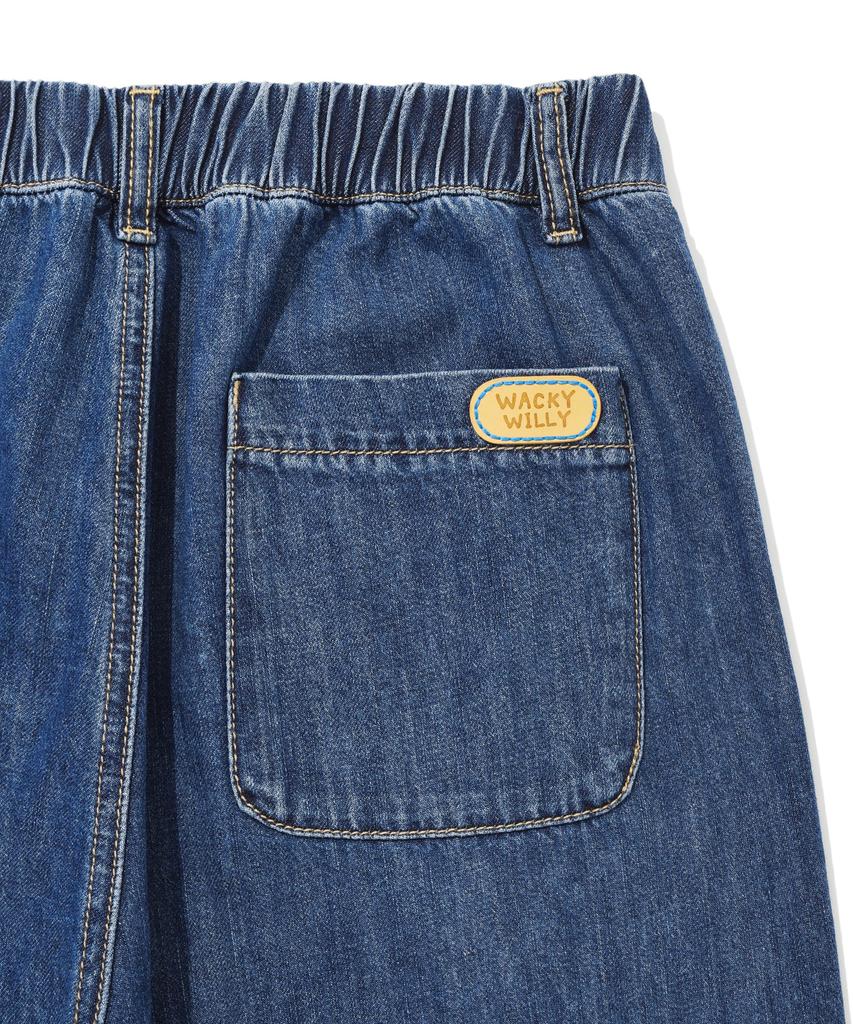 WACKY WILLY Women'S Wide Fit Easy Denim Pants Blue