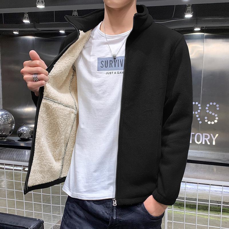 Мужская куртка, повседневная флисовая куртка, мужская флисовая куртка больших размеров, кардиган, свитер ягненка