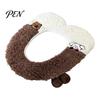Cozy Toilet Seat Pad Soft Plush Cover, Cartoon Warmer with Zipper Closure, Thickened Non Slip Lid Cover Cushion for Winter, Washable Bathroom Commode