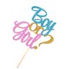 Glitter Boy Or Girl Cake Toppers Gender Reveal Party Cake Decorations  Blue  Supplies Birthday Party Cake Flags