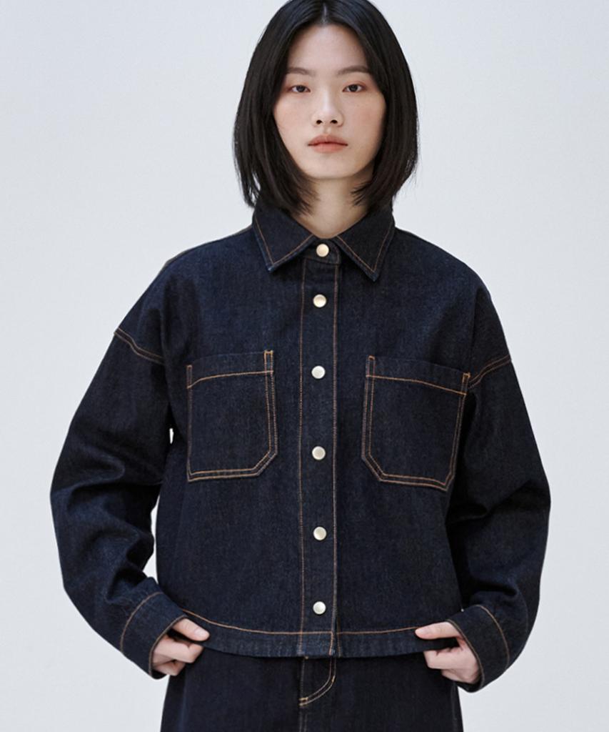 Джинсовая рубашка-куртка Maloupe 9404, невыцветающая (Темный индиго)