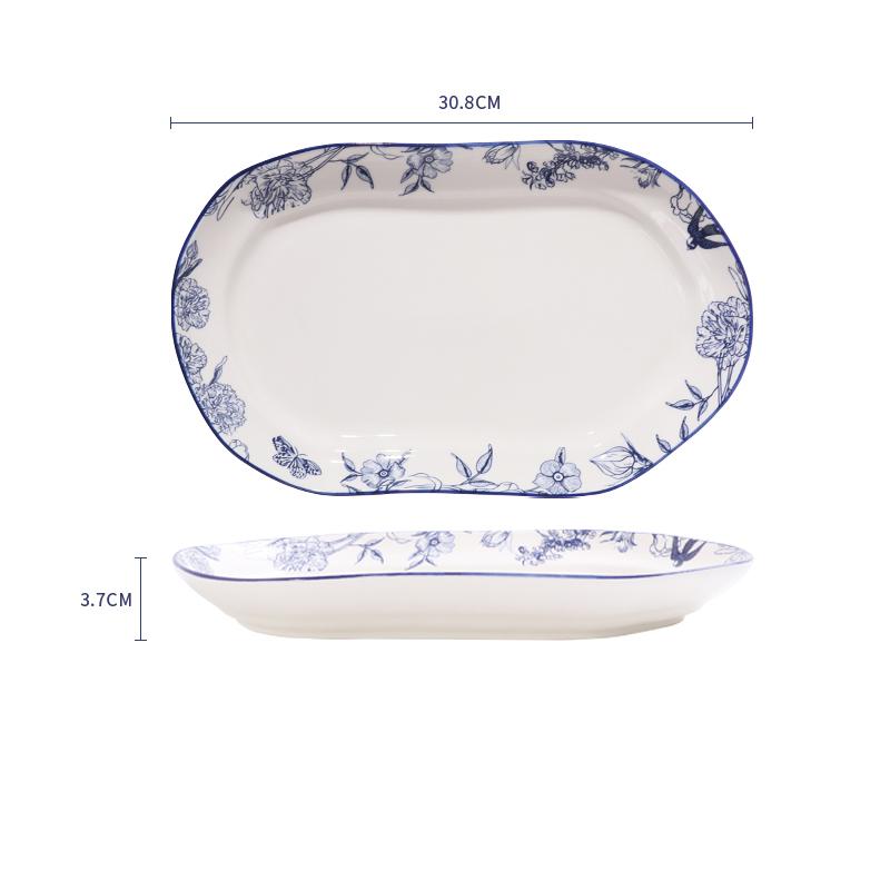 Модная керамическая тарелка в китайском стиле, изысканные тарелки с изображением бабочек и большой рыбы, домашняя посуда, изысканная десертная тарелка для послеобеденного чая