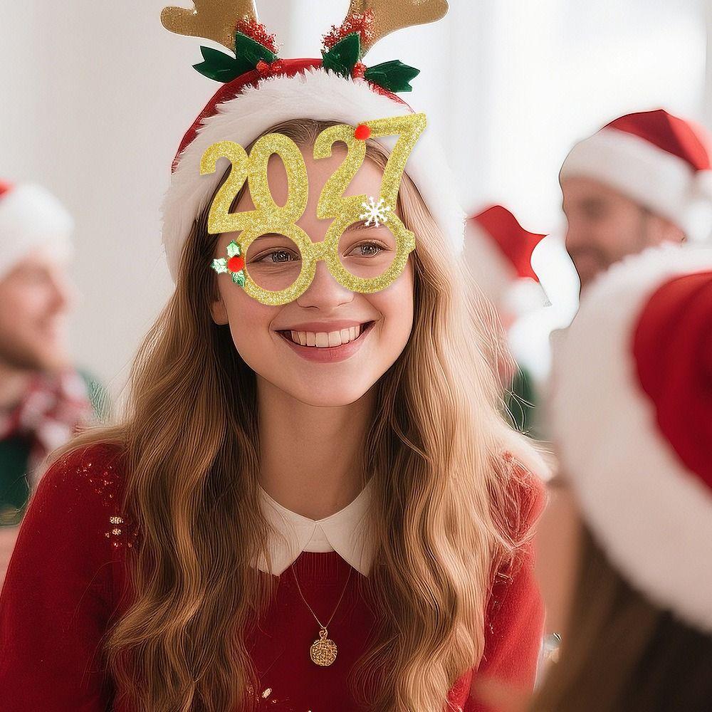 Cute 2027 Happy New Year Headband Sequin Star Strip Headwear Christmas Headpiece Masquerade Party