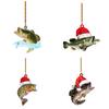 Fun And Colorful Cartoon Style Green Bass Fish Christmas Tree Hanging Ornament