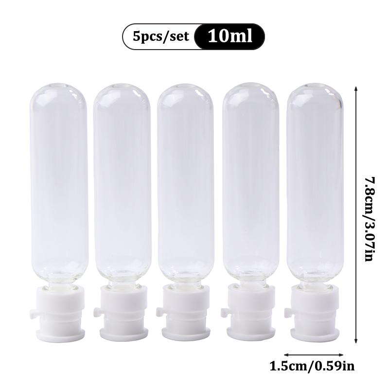 5Pcs 2/3/5/10Ml Mini Refillable Bottle Transparent With Cap Empty Sample Vial Powder Solid Storage Essential Oil Bottle