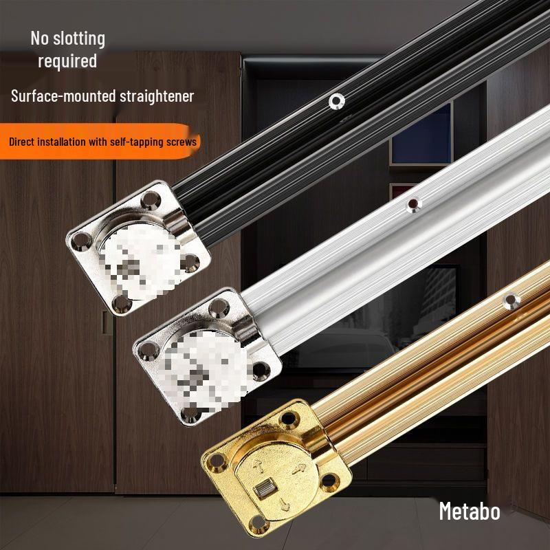 Surface-Mounted No-Groove Wardrobe Door Straightener for Double-Opening Cabinets