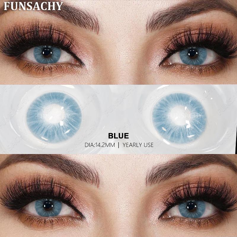 FUNSACHY 1 пара зеленых цветных линз, модные цветные контактные линзы для глаз, коричневые натуральные контактные линзы для глаз, красивый макияж глаз, зрачок