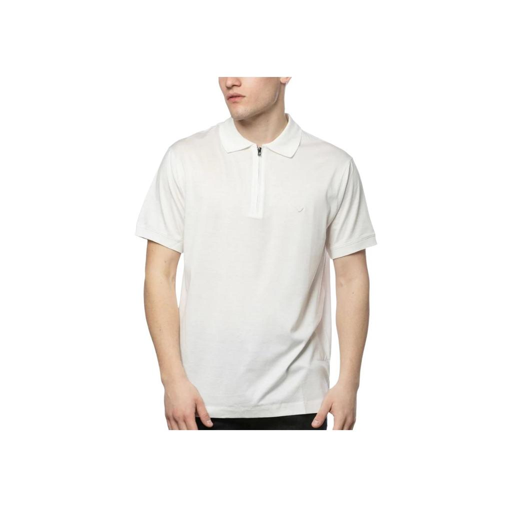 Emporio Armani Ss25 Однотонная мужская футболка-поло с вышитым логотипом-орлом, короткий рукав, мужские поло, белая EM001082-AF10017-U0003