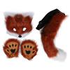 Fox Face Cover Gloves Tails Set Fluffy Plush Faux Fur Soft Skin Friendly Costume Accessories Animal