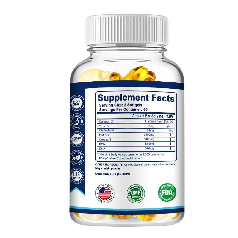 Pslalae - Omega-3 Deep Sea Fish Oil Softgels - 1440 mg EPA & DHA - Heart and Brain Health