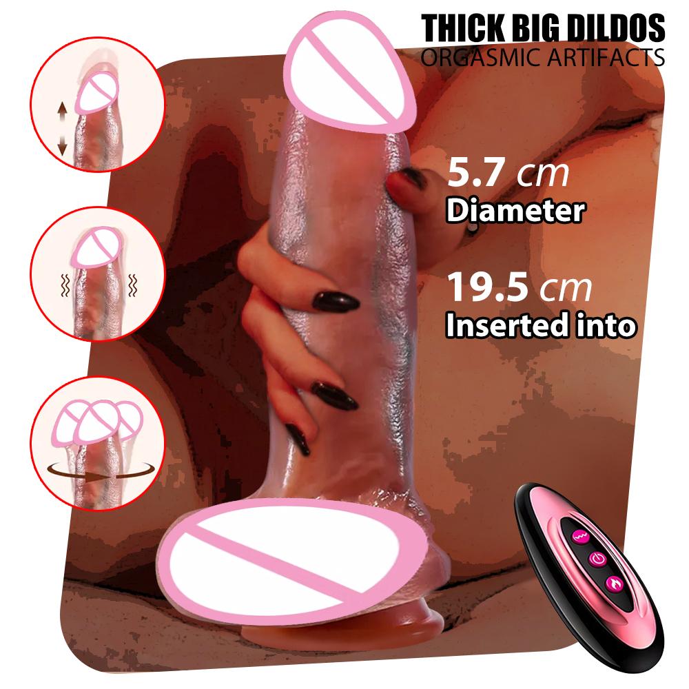 Толстый Большой Дильдо Пенис Контроль Телескопический Вибратор Реалистичная Точка G Вагина Мастурбация Эротический Член Секс-Игрушки Секс-Машины Гей