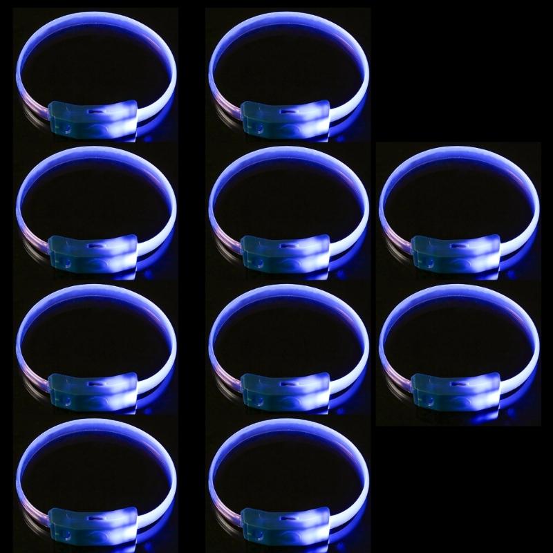 10 шт. Светящиеся браслеты LED Разноцветные Светящиеся Пластиковые Браслеты Аксессуары для Дня Рождения и Концертов